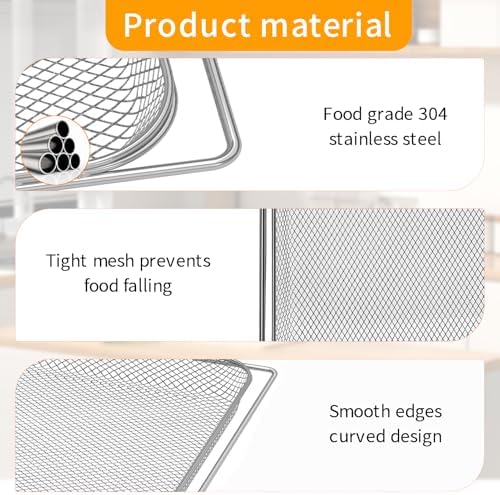 GWY Air Fryer Basket for Ninja Foodi 13 in 1 SP351 SP301 SP201 Air Fry Countertop Toaster Oven, 13.5''×12.3'' Air Fryer Replacement Parts Accessories Wire Rack Roasting Steamer Grill Racks Tray - Image 4