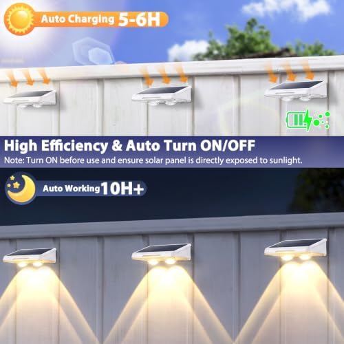 Brightever Solar Fence Lights Outdoor White 8-Pack, 3000K/5000K/6500K - Image 3
