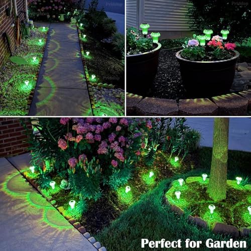 Priddop Solar Lights Outdoor Waterproof 8 Pack LED Green Stake Mushroom - Image 3