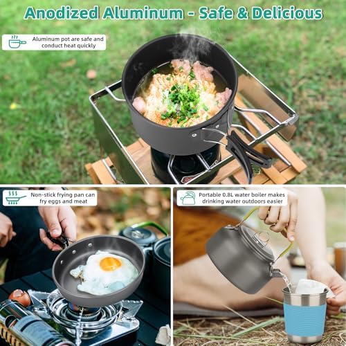 17pcs Camping Cookware Kit, Nonstick Pots Pans and Kettle Set - Image 2