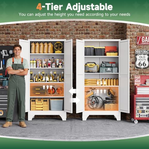 Letaya Metal Garage Storage Cabinets,76"Tall Large Tool Steel Lockers,White - Image 5