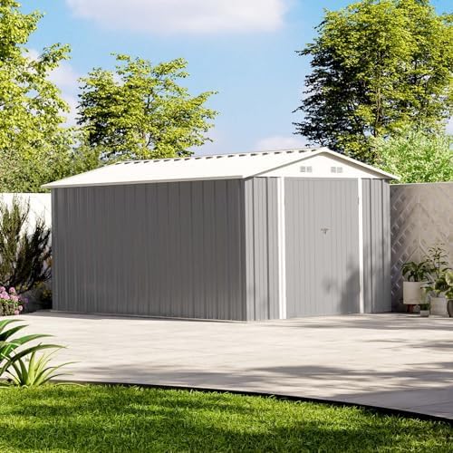 Patiowell 8 x 12 FT Outdoor Storage Shed, Metal Storage Shed, Gray - Image 3