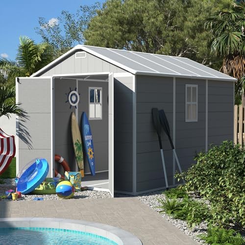 UDPATIO Plastic Storage Shed 7.5x10FT, Outdoor Resin Garden Shed,Grey White - Image 5