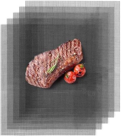 M METERXITY 5-Pack BBQ Mesh Grill Mat 17 X14 Inch, Reusable Nonstick Grilling Mats Sheet Liner for Outdoor Grill/Griddle/Cooking/Baking Mats/Gas Electric Grill/Barbecue Smoker[Black] by MMETERXITY