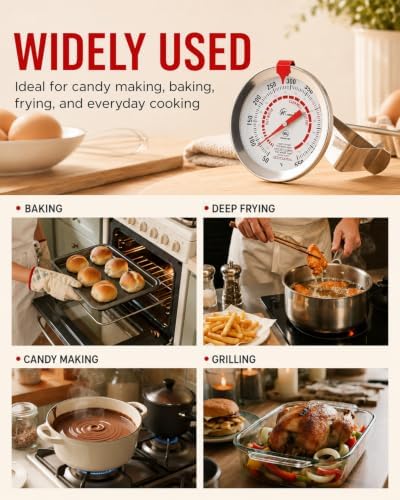 Candy Thermometer with Pot Clip Deep Fry Oil Thermometer 12-Inch Probe 2PC - Image 6