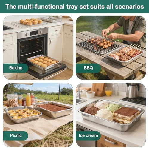 Grill Prep and Carry System, Large Stainless Steel Food Prep Tray with Lid - Image 6