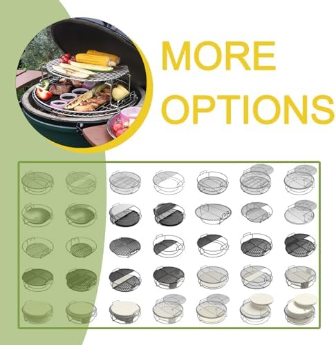 3 Tier 5 Piece Replacement Kit for Large Big Green Egg Accessories,Stainless Steel Grill Stack Rack with Removable Cooking System,BBQ Grill Basket Grill Expander Rack Ultimate Set Fit L BGE - Image 6