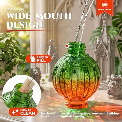 Glass Hummingbird Feeder for Outdoors Hanging, 26 fl oz Bird Nectar Feeder - Image 3