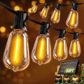 Solar String Lights Outdoor Waterproof Lights with Remote & Timer, LED Shatterproof ST38 Bulbs, USB & Solar Powered Patio Lights for Backyard, Porch, Garden, Wedding, Christmas Decor (50FT) by SkoiucLights