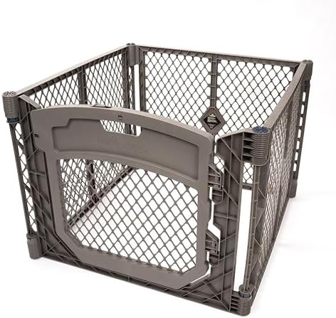 MyPet North States Petyard Plus: 3 Ft. Wide Folding Dog Playpen Indoor or Outdoor. 4-Panel Freestanding Play Pen Dog Gate Made in USA. 26" Tall, Fieldstone by NorthStatesMyPet