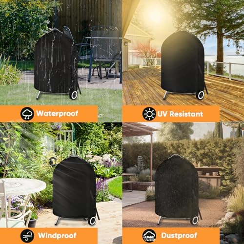 iCOVER Grill Cover for Weber 22 Inch Charcoal Kettle- Heavy Duty Waterproof BBQ Cover for Weber Char-Broil 22 Inch Charcoal Kettle Grills - Image 7