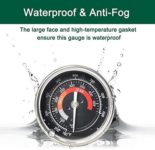 Upgrade Replacement Thermometer for Kamado Joe,3.3" Grill Temperature Gauge Replacement for Kamado Joe Accessories 150-900°F with Waterproof and No-Fog Glass Lens - Image 4