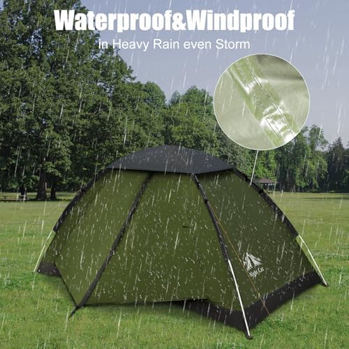 Night Cat Backpacking Tent for One 1 to 2 Persons Lightweight Waterproof Camping Hiking Tent for Adults Kids Scouts Easy Setup Single Layer 2.2x1.2m - Image 4