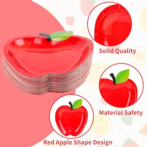 FOIMAS 50pcs Apple Shaped Paper Plates,Back to School Plates First Day of School Disposable Tableware Plate for Back to School Teacher Appreciation Party Supply - Image 3