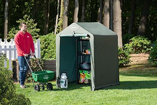 Scotts 4x4x6 FT Pop-Up Outdoor Storage Shed, Portable Water-Resistant Deck & Garden Tent Shelter for Tools, Equipment & Lawn Gear - Image 3
