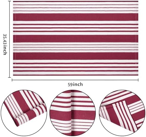 Red and White Outdoor Rug 3'x5'Cotton Washable Indoor/Outdoor Area Rug - Image 2