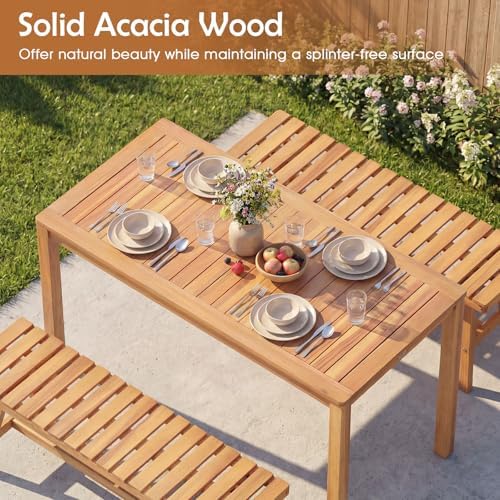 Tangkula Acacia Wood Outdoor Dining Table for 4-6 - Image 6