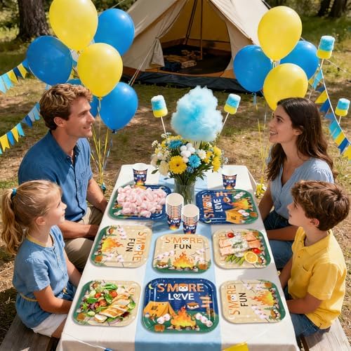 250Pcs S' Mores Camping Party Plates Supplies ，Serves 50 - Image 6