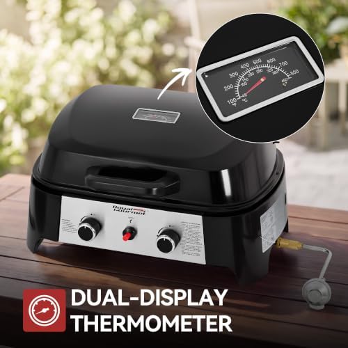 Royal Gourmet GT2008B Portable 2-Burner Gas Grill, Solid Sheet Metal Legss - Image 6