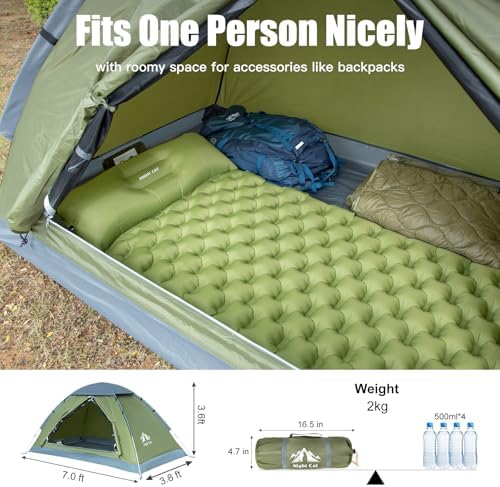 Night Cat Backpacking Tent for One 1 to 2 Persons Lightweight Waterproof Camping Hiking Tent for Adults Kids Scouts Easy Setup Single Layer 2.2x1.2m - Image 2
