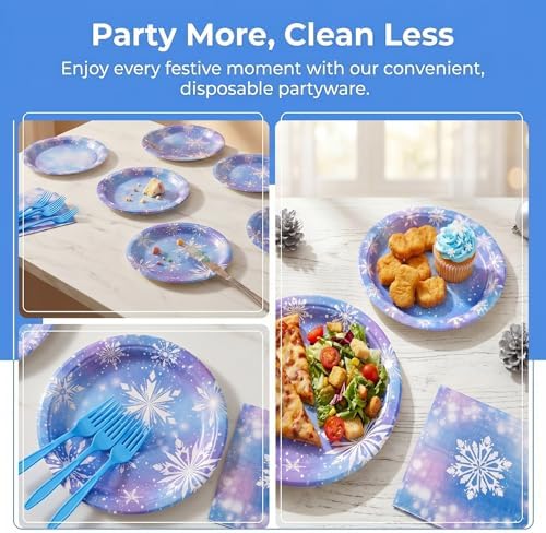 100 Pcs Disposable Winter Frozen Tableware Set for 25 Guests - Image 4