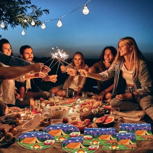 40pcs Camping Party Decorations Happy Camper Plates and Napkins for Forest Camping Adventure Party,Suitable for 20 Guests - Image 6