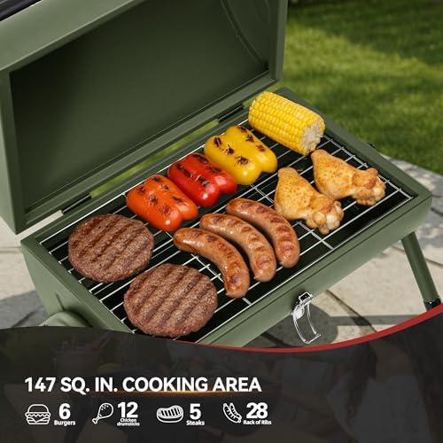 Royal Gourmet CC1015L Portable Charcoal Grill, Lid Handle, Four Air Vents - Image 4