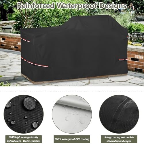 Bitubi 86 Inch Island Grill Cover - Resistant Cover for Island with Left/Right Grill Head,600D Heavy Duty Waterproof All Weather Protection Outdoor Cover,Black - Image 3