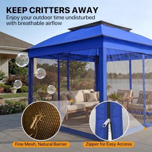 COOS BAY 11x11 Pop Up Gazebo with Netting, Canopy Tent, Blue - Image 6