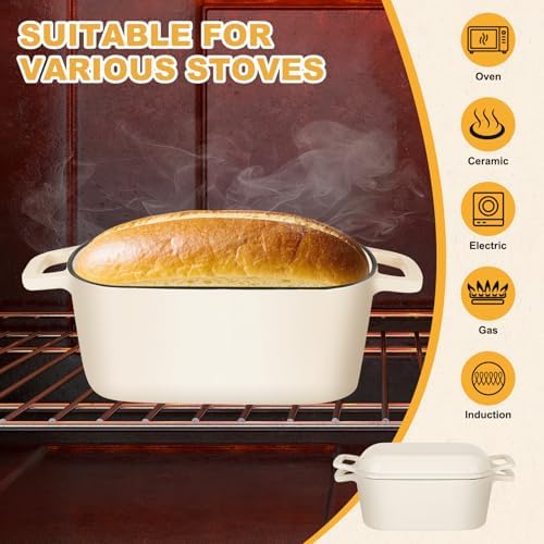 Oval Enameled Cast Iron Dutch Oven with Lid - 3.6QT Sourdough Bread Pans for Baking - Image 3