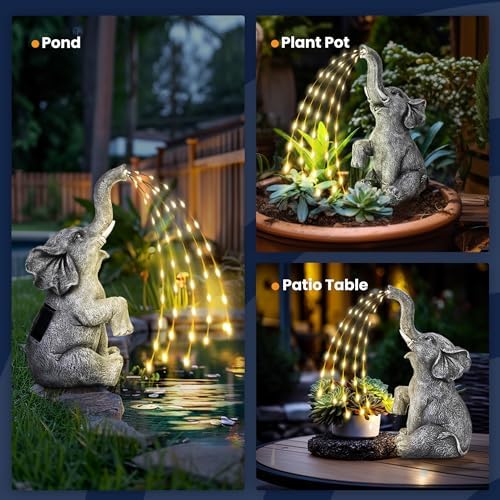 GIGALUMI Elephant Statue Solar Garden Decor Yard Outdoor Gifts for Women - Image 4
