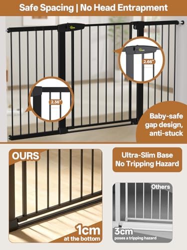 Baby Gate for Indoor Stairs & Doorways: Wide Expandable 27.9-42.1" Metal Safety Gate - Toddler Pets 30" Tall Dog Gate with Easy Install Pressure Mount Dual Lock & 2-Way Swing, Black. - Image 3