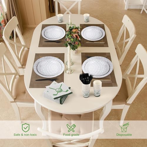Kochorie 144 Pieces Golf Party Supplies, Sports Tableware Sets Including Disposable Paper Plates Napkins Cups Forks Serves 24 for Birthday Sports Golf Party Decorations - Image 5