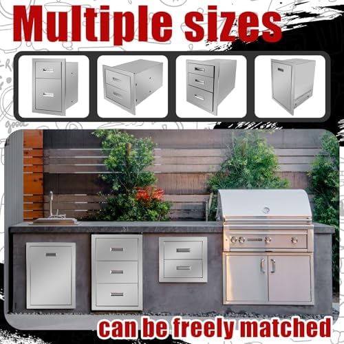 Outdoor Kitchen Triple Layer Drawer 15.75'' W x 29'' H x 20.5'' D Flush Mount BBQ Access Drawer Stainless Steel BBQ Island Drawers with Handle Suitable for Outdoor Kitchen Island Grill Station - Image 2