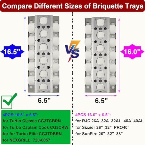 GasSaf Heat Plate for Select Turbo BBQ Replacement Parts, 16.5 inch Briquette Tray for Turbo Sts, Elite, Classic Gas Grills, 4-Pack Stainless Steel Heat Plates for Nexgrill Grill Parts(16 1/2 x 6 1/2) - Image 2