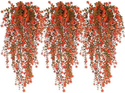 RECUTMS Fall Artificial Hanging Plants Fake Fall Flowers Faux Autumn Vines by RECUTMS
