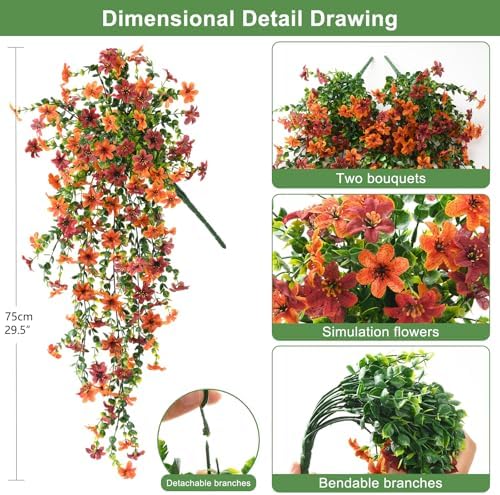 INQCMY Artificial Fall Fake Flowers for Outdoor Fall Decoration - Image 2