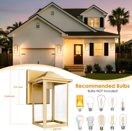 MATAMEYE Outdoor Wall Light Fixture, Exterior Waterproof Porch Lighting - Image 2