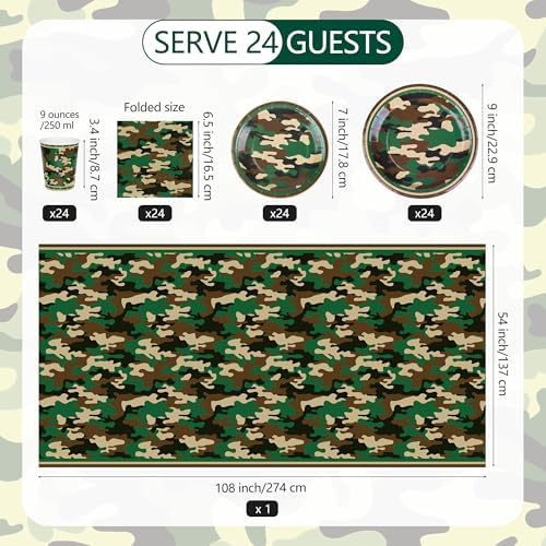 Kochorie 97 Pieces Camouflage Party Supplies Camo Disposable Tableware Set - Image 2