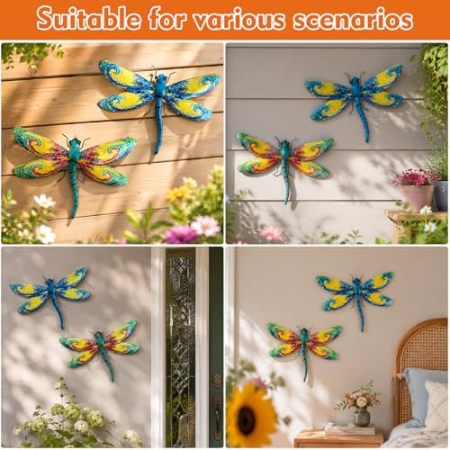 LIFFY Metal Dragonfly Wall Decor Set of 2 for Outdoor Garden & Home - Image 6