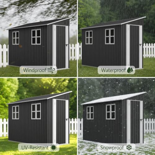 YOPTO 4x10 FT Lean to Shed W/Floor,Reversible Installation,Black - Image 7