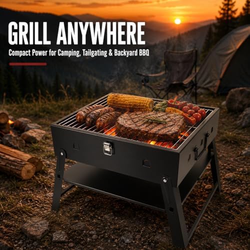 Portable BBQ Charcoal Camping Grill: Tabletop Folding Barbecue Grills - Image 4
