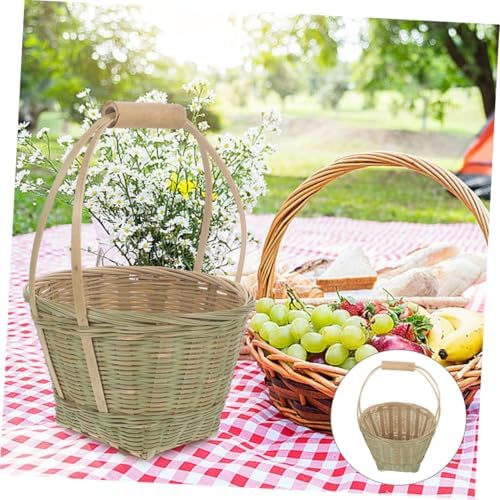 BESPORTBLE 4pcs Woven Storage Basket Handle Picnic Fruit Collection Baskets Rustic Home Decor for Outdoor Activities and Kitchen Organization - Image 4