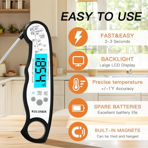 KULUNER Digital Instant Read Meat Thermometer for Cooking, Food,Grill - Image 2