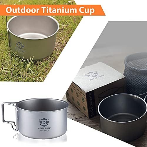 Bestargot Camping Titanium Pot, 750ml Outdoor Cup with Insulation Cup Carrier, Titanium Camping Drinkware, 132g Lightweight and Large Capacity (450 titanium) - Image 6
