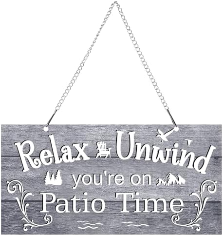 Hotop Metal Patio Sign Vintage Wall Decor for Outdoor, 10 x 5", Gray by HOTOP