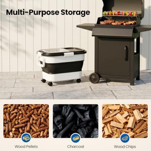 Wood Pellet Storage Container 20-25lbs, Wheeled Bin with Clear Window - Image 6