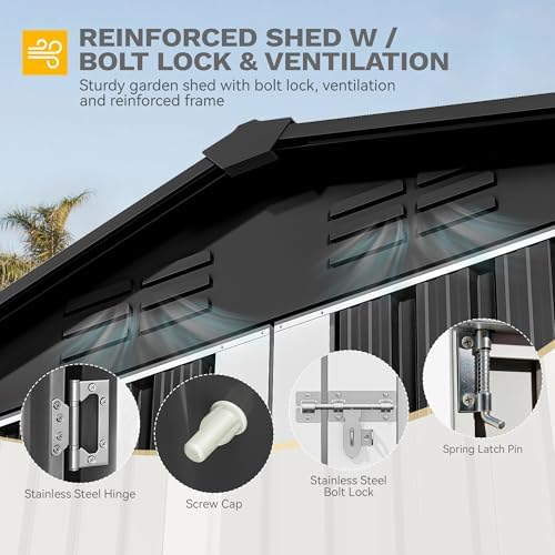 DWVO 6x4ft Outdoor Storage Shed with Locking Entry & Ventilation - Image 6