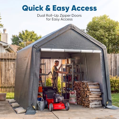 Quictent Heavy Duty 8x14FT Carport Storage Shelter with Roll-Up Door&Vents - Image 6