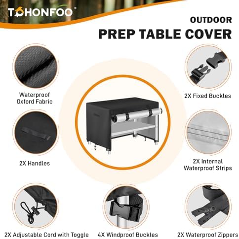 TOHONFOO Outdoor Prep Table Cover Waterproof for Grill Cart,55x19x36in - Image 3